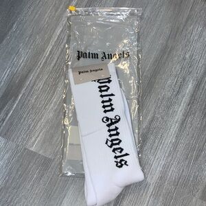 Palm Angels ladies White Logo Crew Socks